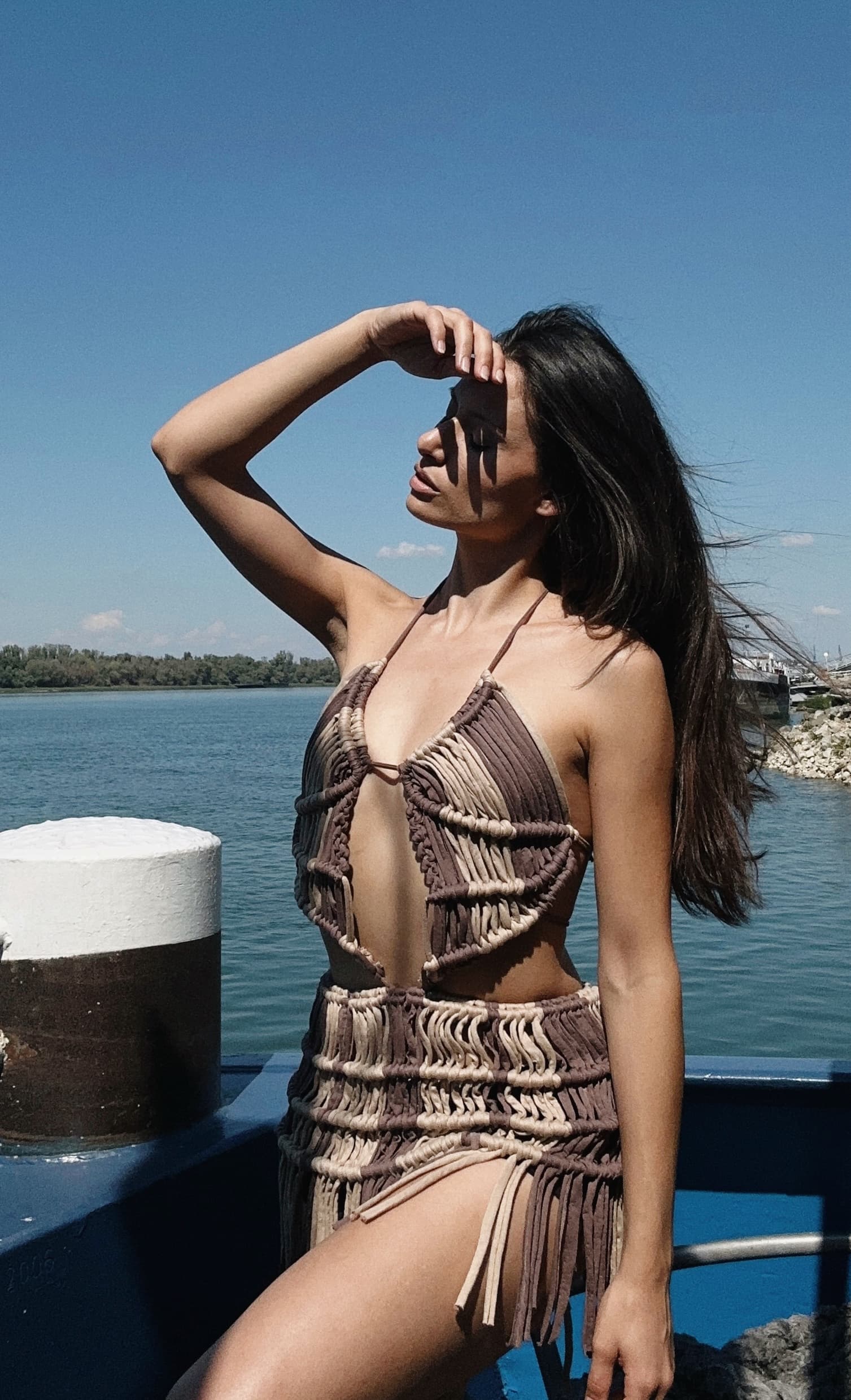 Backless Fringe Mini Dress –Party Short Dress CHOCO LATTE | VA — Detail